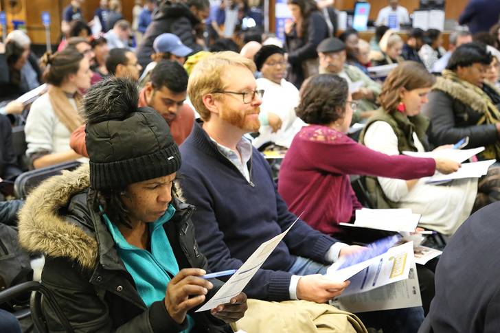 Dozens of participants at a NYC Census 2020 teach-in at the Brooklyn Public Library on February 11, 2020